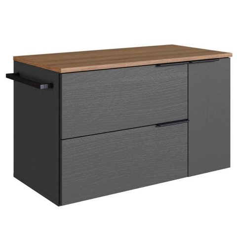 Gabinete para Banheiro 02 Portas 01 Gaveta 80cm Mel Grafite Proddy