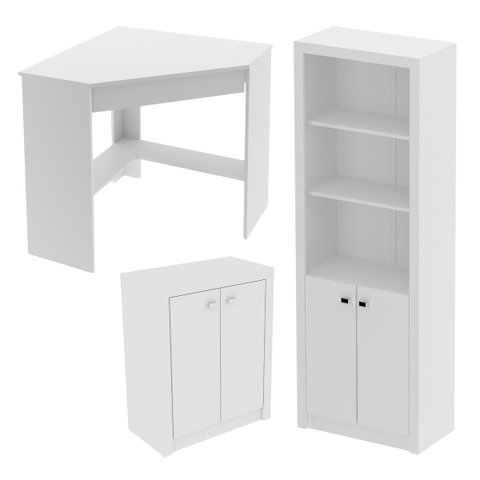 Conjunto para Escritório 3 Peças Branco Tecnomobili