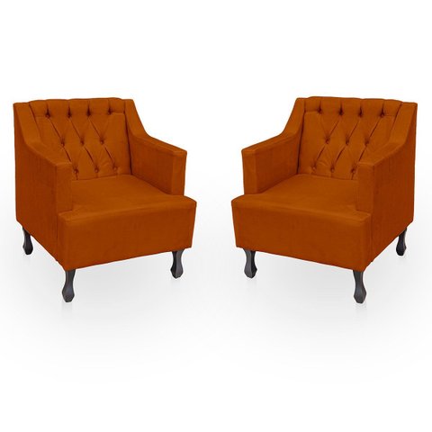 Kit 2 Poltronas para Sala de Estar Clássica Confortável e Reforçada Suede Elizabeth:terracota