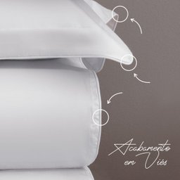 Duvet capa de edredom Solteiro branco Cetim300fios Naturalle - 4