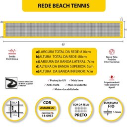 Rede Beach Tennis Zaka Amarela 8,10m x 0,80m - 8