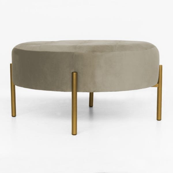 Puff Oreo Redondo Decorativo Base Dourado Suede Nude - 4