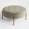 Puff Oreo Redondo Decorativo Base Dourado Suede Nude - 1