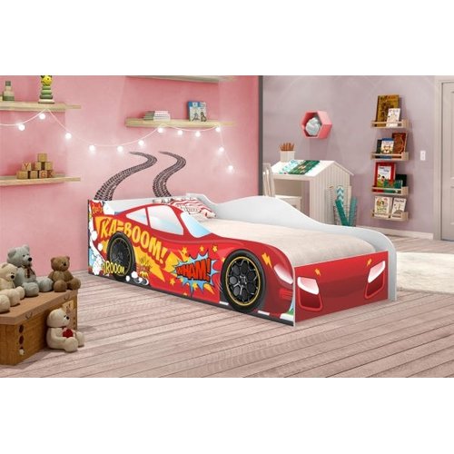 Mini Cama Infantil Carro de Fórmula 1 Preto + Colchão