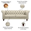 Ver imagem 3 de Sofá Decorativo Sala de Estar Chesterfield 3 Lugares 200cm Couro Tiza - Mozzelar