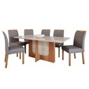 Ver imagem 1 de Conjunto de Mesa de Jantar Tampo de Vidro Off White Louise 1,80 com e 6 Cadeiras Juliana Cinamomo/