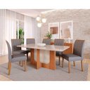 Ver imagem 2 de Conjunto de Mesa de Jantar Tampo de Vidro Off White Louise 1,80 com e 6 Cadeiras Juliana Cinamomo/