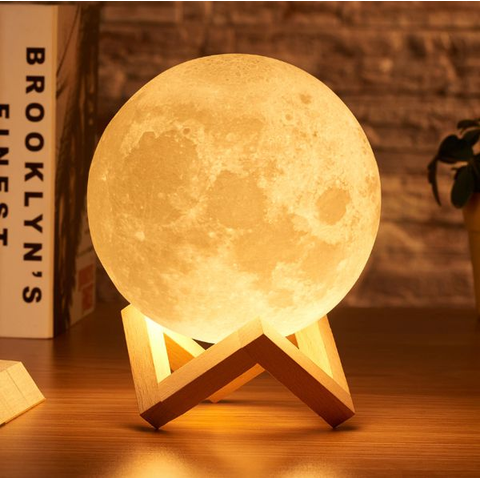 Luminária Lua Cheia Led Rgb Colorida 3d 15cm Abajur de Mesa Usb