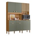 Ver imagem 1 de Armario Cozinha Compacta Tropical 160cm 7 Portas e 2 Gavetas Freijo/verde/ripado