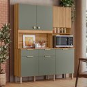 Ver imagem 2 de Armario Cozinha Compacta Tropical 160cm 7 Portas e 2 Gavetas Freijo/verde/ripado
