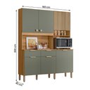 Ver imagem 4 de Armario Cozinha Compacta Tropical 160cm 7 Portas e 2 Gavetas Freijo/verde/ripado