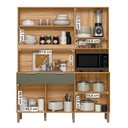 Ver imagem 3 de Armario Cozinha Compacta Tropical 160cm 7 Portas e 2 Gavetas Freijo/verde/ripado
