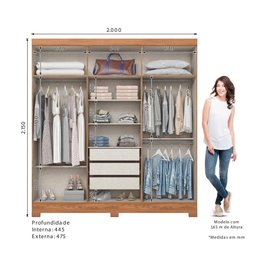 Guarda Roupa Casal B367 Ripado 6 Portas Nature - Móveis Briz - 5