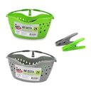 Ver imagem 2 de Kit Cesta Cinza e 24 Prendedores de Plástico Clink Cesta 24 Prendedores Verde-escuro