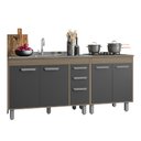 Ver imagem 1 de Balcão de Pia 120m S/tampo com Balcão P/ Cooktop 70cm Barcelona - Carvalho/grafite Poliman