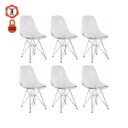 Ver imagem 1 de Kit 6 Cadeiras Eiffel Eames Incolor Policarbonato Transparente Base Cromada Sala Cozinha Jantar