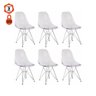 Kit 6 Cadeiras Eiffel Eames Incolor Policarbonato Transparente Base Cromada Sala Cozinha Jantar - 1