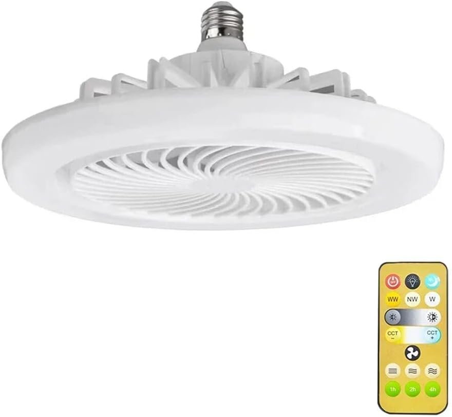 Ventilador de Teto com Lâmpada Encaixe E27 Led 30w Silencioso e Inteligente com Controle Remoto:vent