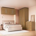 Ver imagem 1 de Quarto Modulado 100% MDF 4 Peças 7 Portas Cômoda 4 Gavetas Integrato Freijó