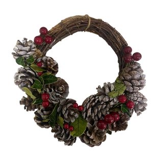 Enfeite de Natal de Guirlanda Decorada com Pinhas e Folhas