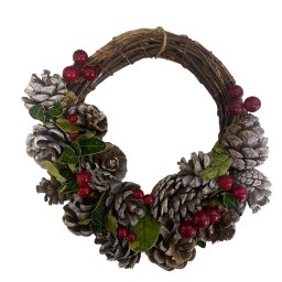 Enfeite de Natal de Guirlanda Decorada com Pinhas e Folhas - 1