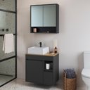 Ver imagem 1 de Conjunto Banheiro Gabinete Cuba e Espelheira 3 Portas 1 Gaveta 60cm Multimóveis Crart-CON015 Grafite