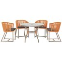 Ver imagem 1 de Mesa com 4 Cadeiras de Jantar Roma 100cm e Noronha em Aluminío Fendi Corda Nautica Estofado 11 Trama