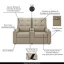 Ver imagem 3 de Poltrona do Papai Reclinável Sala de Cinema Movie 2 Lugares Manual Baú USB Veludo Bege G23 Gran Belo