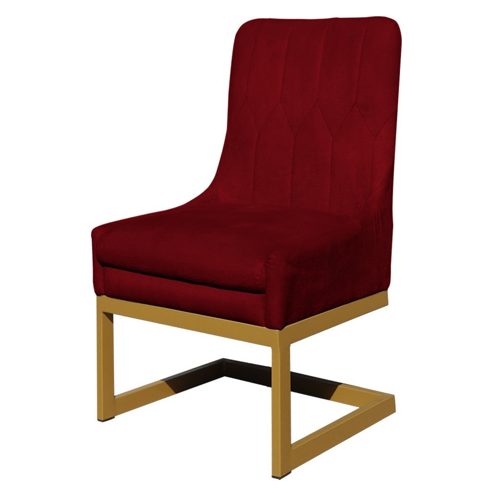 Cadeira Poltrona Estofada para Sala de Jantar Valentina Veludo Base Dourada - Estopar Cadeira Valent