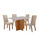 Ver imagem 3 de Mesa Olimpia 4 Lugares Tampo Vidro com Cadeiras Lira Veludo Off White Moderna