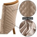 Ver imagem 4 de Mesa Olimpia 4 Lugares Tampo Vidro com Cadeiras Lira Veludo Off White Moderna