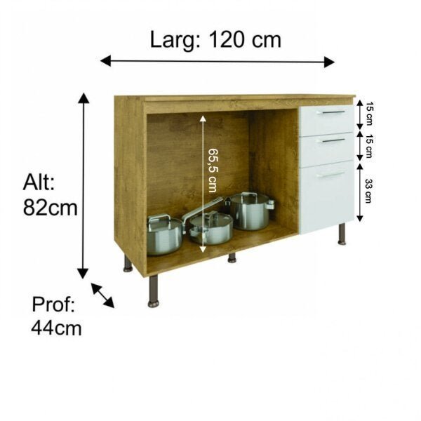 Cozinha Compacta Luma 4 Peças com Balcão e Tampo Espresso Móveis - 5
