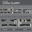 Ver imagem 4 de Kit Balcão + Cristaleira 70cm Branco/Preto Glamy Madesa 01