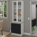Ver imagem 1 de Kit Balcão + Cristaleira 70cm Branco/Preto Glamy Madesa 01