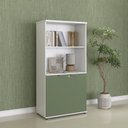 Ver imagem 1 de Armário Misto para Escritório com Nicho e Portas com Chave 159,6cm P25 Pandin Branco/Sálvia