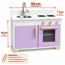 Ver imagem 4 de Fogão Cozinha Infantil de Madeira com Pia e Fogão Amarela Brinquedo Educativo (Lilás)