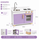 Ver imagem 3 de Fogão Cozinha Infantil de Madeira com Pia e Fogão Amarela Brinquedo Educativo (Lilás)