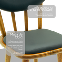 Ver imagem 3 de Cadeira Alta Madeira Torneada Estofada - 63cm Natural