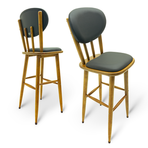 Cadeira Alta Madeira Torneada Estofada - 63cm Natural