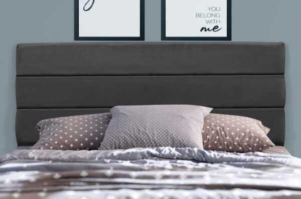 Cabeceira Móveis Trida Paloma Casal Suede Preta 1,40x122cm - 2