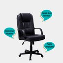 Ver imagem 7 de Cadeira Escritório Royal Gold Preta Pc Consultório Poliuretano Pé Rodizio Decoração Giratória Luxo