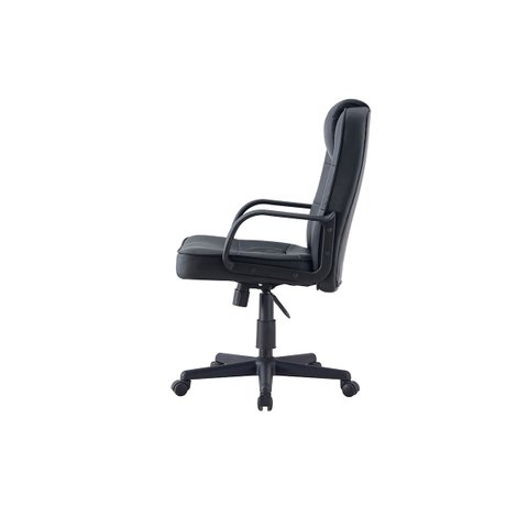 Cadeira Escritório Royal Gold Preta Pc Consultório Poliuretano Pé Rodizio Decoração Giratória Luxo