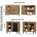 Ver imagem 4 de Cozinha Modulada Completa de Canto Mdf 9 Peças Lombardia com Porta de Vidro - Cor Freijó Nero