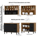 Ver imagem 2 de Cozinha Modulada Completa de Canto Mdf 9 Peças Lombardia com Porta de Vidro - Cor Freijó Nero