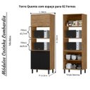 Ver imagem 5 de Cozinha Modulada Completa de Canto Mdf 9 Peças Lombardia com Porta de Vidro - Cor Freijó Nero