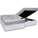 Ver imagem 1 de Cama Box Baú Queen: Colchão Molas Ensacadas Castor Pocket Super Luxo Látex SLX + Base CRC Suede