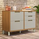 Ver imagem 1 de Balcão de Cozinha para Pia Imperatriz 1 Porta 4 Gavetas 100% Mdf Freijó/off White - Nesher