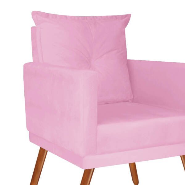 Kit 2 Poltronas Decorativa Beatriz Plus Suede Rosa Bebê - 4