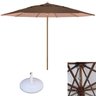 Ombrelone Guarda Sol 3,00m Marrom de Madeira com Base Alumínio Concreto - 1