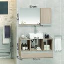 Ver imagem 2 de Conjunto de Gabinete Banheiro Venus 80cm com Gabinete + Cuba, Espelheira, Tampo Vidro - Madeirado